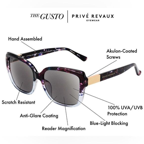Prive Revaux NEW The Gusto Blue Light Sun Readers Black +2.00 main image 7